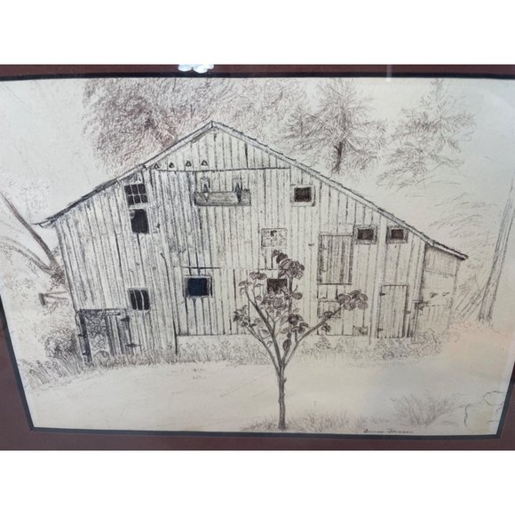 Original Signed Pencil Sketch by Joanne Johnson Old Barn - Picture 2 of 5